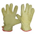 Guante de cuero vaqueta amarillo 1/2 paseo c/elástico