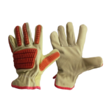 Guante de cuero vaqueta amarillo 1/2 paseo c/elástico Anti Impacto