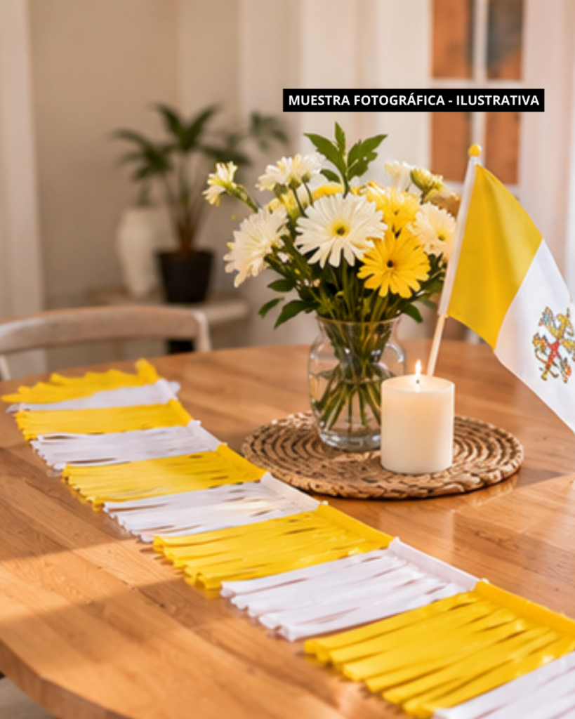 BANDERIN CON FLECOS VATICANO AMARILLO Y BLANCO