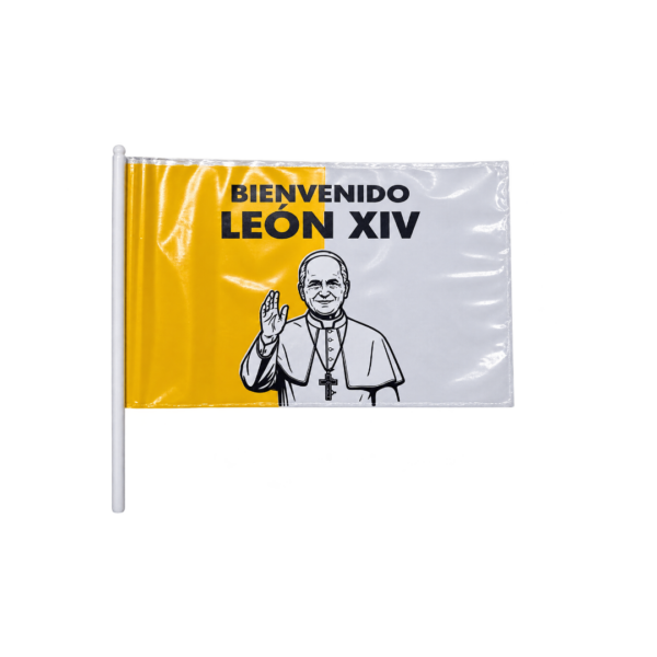 Banderin bienvenido leon xiv banderita de mano para recibir al papa leon xiv
